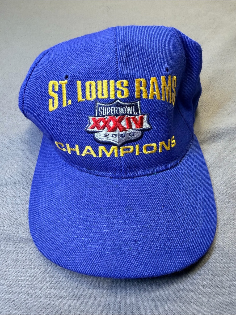 Vintage St. Louis Rams Royal Blue Super Bowl XXXIV Champions Hat